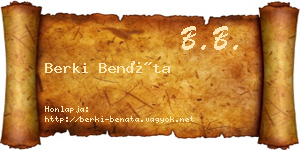 Berki Benáta névjegykártya